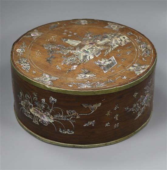 An abalone inlaid hardwood Chinese box